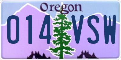 OR license plate 014VSW