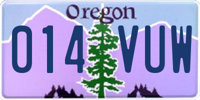 OR license plate 014VUW