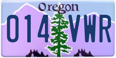 OR license plate 014VWR