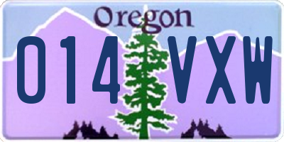 OR license plate 014VXW