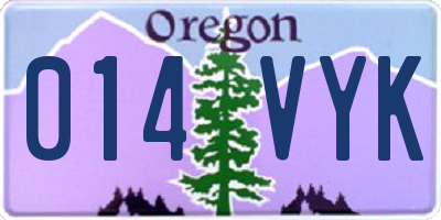 OR license plate 014VYK