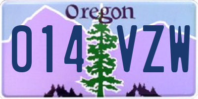 OR license plate 014VZW