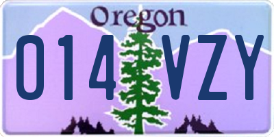OR license plate 014VZY