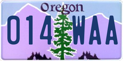OR license plate 014WAA