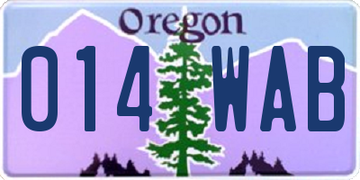 OR license plate 014WAB