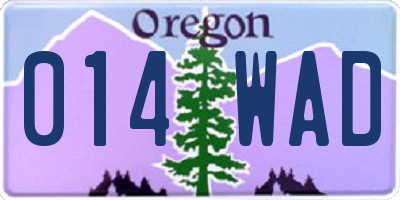 OR license plate 014WAD