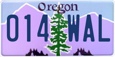 OR license plate 014WAL