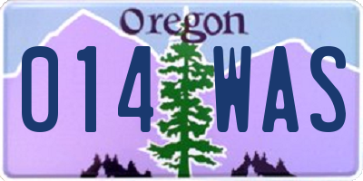 OR license plate 014WAS