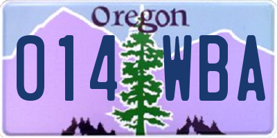OR license plate 014WBA