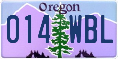 OR license plate 014WBL
