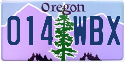 OR license plate 014WBX