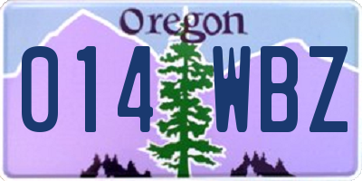 OR license plate 014WBZ