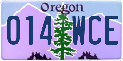 OR license plate 014WCE