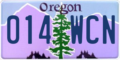 OR license plate 014WCN