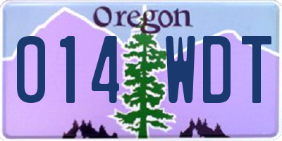 OR license plate 014WDT