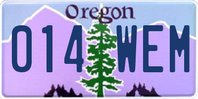 OR license plate 014WEM