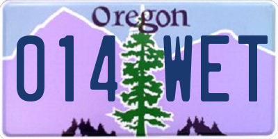 OR license plate 014WET