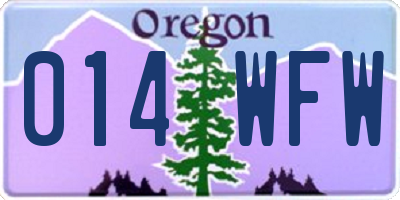 OR license plate 014WFW