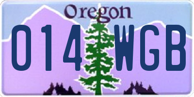 OR license plate 014WGB