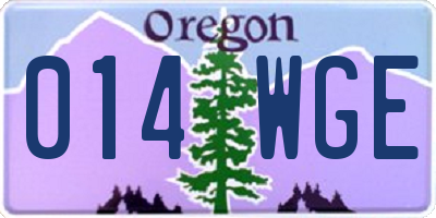OR license plate 014WGE