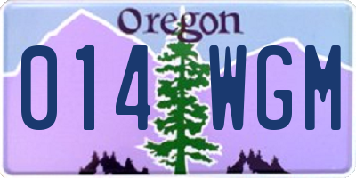 OR license plate 014WGM