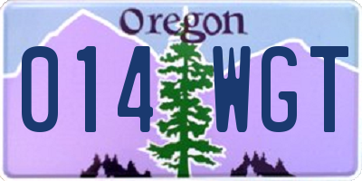 OR license plate 014WGT