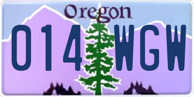 OR license plate 014WGW