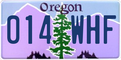 OR license plate 014WHF