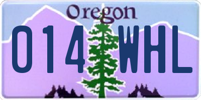 OR license plate 014WHL