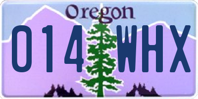 OR license plate 014WHX