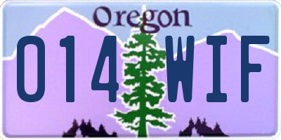 OR license plate 014WIF