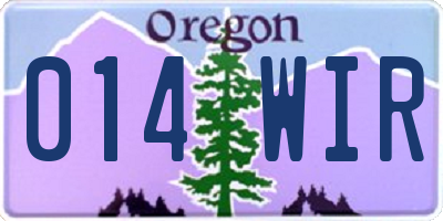 OR license plate 014WIR