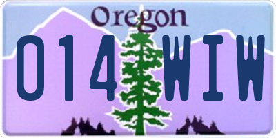 OR license plate 014WIW
