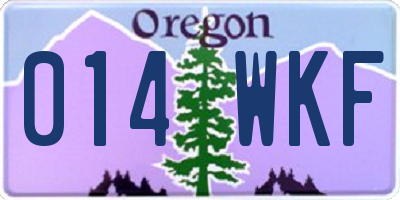 OR license plate 014WKF