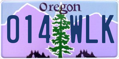 OR license plate 014WLK