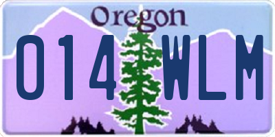 OR license plate 014WLM