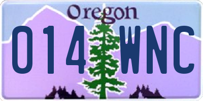 OR license plate 014WNC