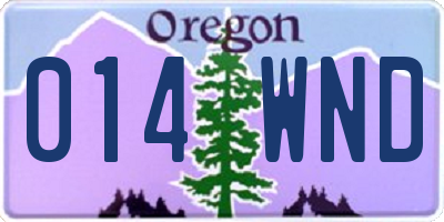 OR license plate 014WND