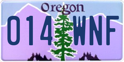 OR license plate 014WNF