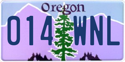 OR license plate 014WNL