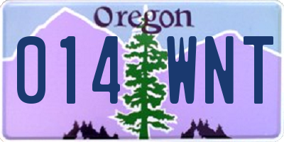 OR license plate 014WNT