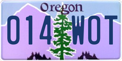 OR license plate 014WOT