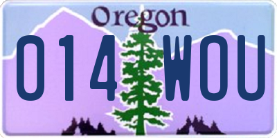 OR license plate 014WOU