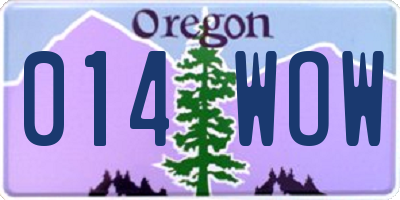 OR license plate 014WOW