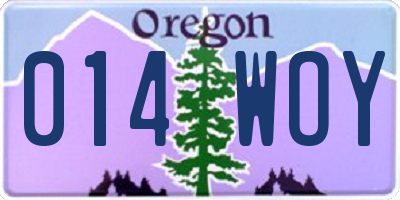 OR license plate 014WOY