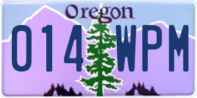 OR license plate 014WPM