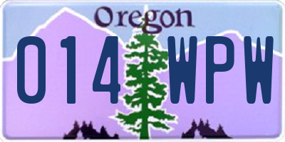 OR license plate 014WPW