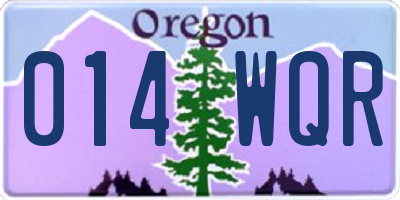OR license plate 014WQR