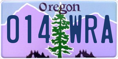 OR license plate 014WRA