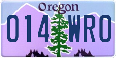 OR license plate 014WRO